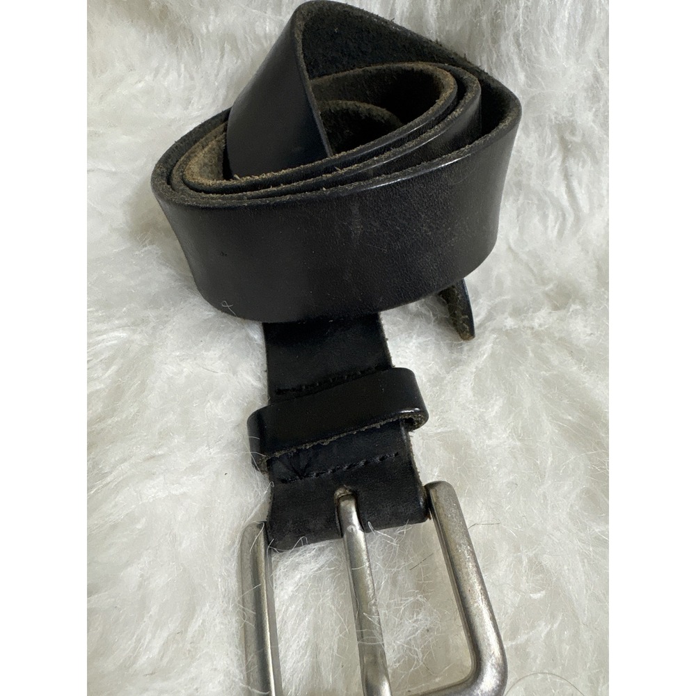 Leather Belt Mens 36-40 Classic Black Silver Buckle Casual Essential